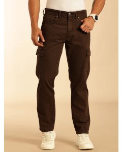 Coffee Loose Fit Mid-Rise Non Stretchable Cargo Jeans