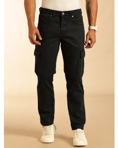 Navy Blue Loose Fit Mid-Rise Non Stretchable Cargo Jeans