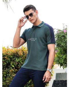 BottleGreen Regular Fit Short Sleeves Typography Polo Collar Knitted Tshirt