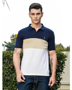 Navy Regular Fit Short Sleeves Polo Collar Knit Tshirt