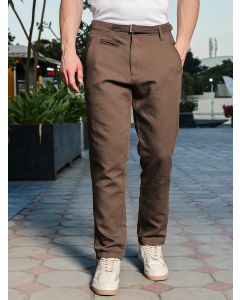 Brown Mid-Rise Slim Fit Woven Chinos Trouser