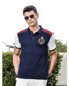 Navy Regular Fit Short Sleeves Knitted Polo Collar Tshirt
