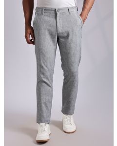 Grey Mid-Rise Regular Fit Linen Chinos Trouser