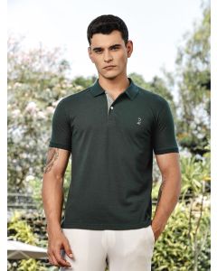 BottleGreen Regular Fit Short Sleeves Solid Polo Collar Knitted Tshirt