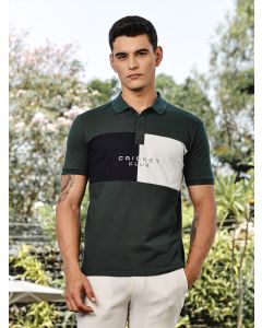 BottleGreen Regular Fit Short Sleeves Typography Polo Collar Knitted Tshirt