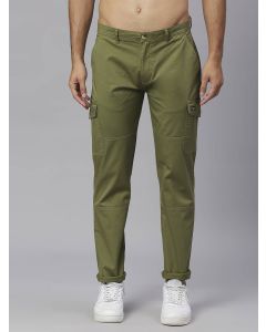 Olive Slim Fit Mid-Rise Woven Cargo Trouser