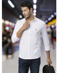 White Four Way Stretch Luxury Slim Fit Shirt