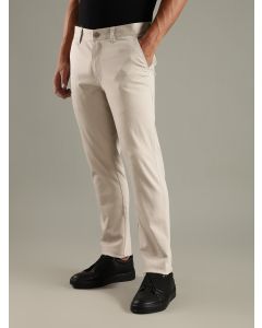 Grey Straight Fit Mid-Rise Solid Chinos Trouser