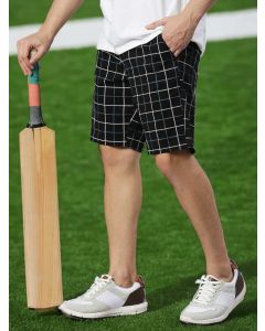 Black Cricket Club Big Checkered Casual Slim Fit Shorts