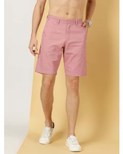 Men Peach Solid Regular Fit Chinos Shorts