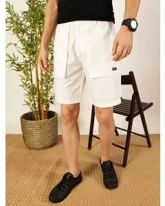 Men White Regular Fit Cotton Shorts