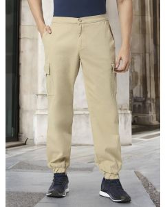 Men Khaki Solid Baggy Fit Cargo Trousers