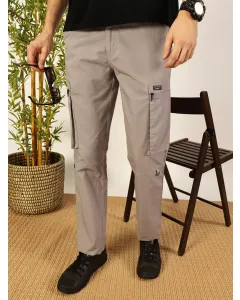 Men Grey Mid-Rise Cotton Cargo Trouser