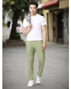 Green Cotton Solid Chino Trouser