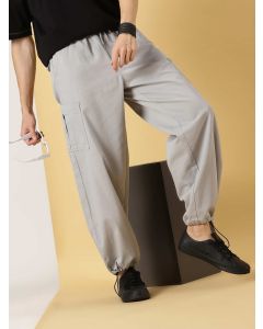 Men Grey Cotton Parachute Cargo Trouser