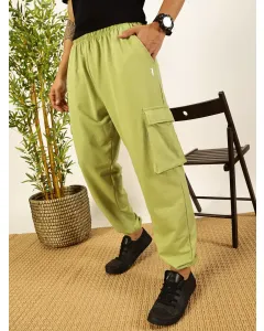 Men Green Cargo Track Pants