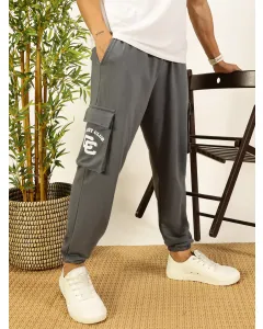 Men Grey Cargo Track Pants
