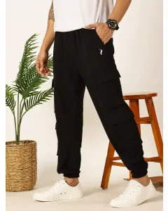 Men Black Relaxed Fit Track Pants