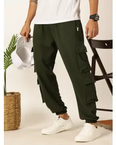Men Green Relaxed Fit Track Pants