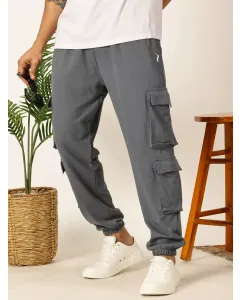 Men Grey Relaxed Fit Casual Track Pants