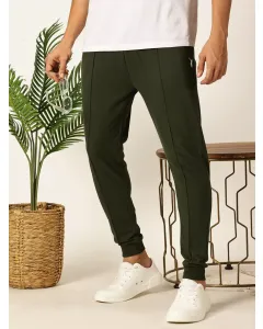 Men Green Cotton Blend Track Pants