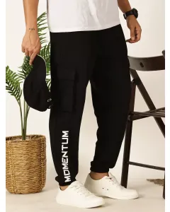 Men Black Solid Track Pants