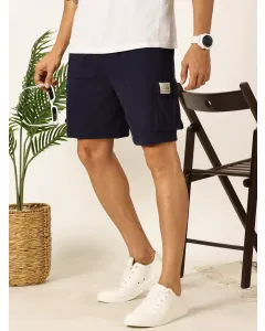 Men Navy Blue Mid Rise Casual Shorts