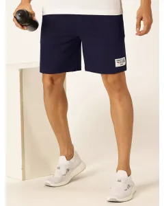 Men Navy Blue Mid Rise Sports Shorts