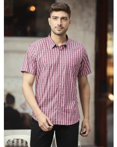 Pink Checkered Cricket Club Half Sleeves Shirt
