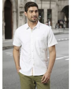 White Oxford Cricket Club Half Sleeves Solid Shirt