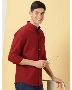 Men Maroon Cricket Club Slim Fit Casual Shirt