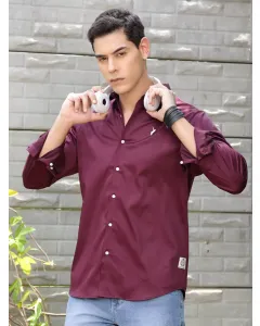 Men Purple Solid Cotton Shirt