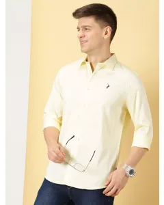 Men Yellow Solid Slim Fit Shirt