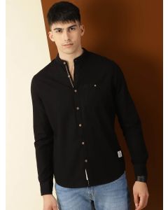 Black Effortless Slim Fit Cotton Casual Shirt