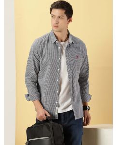 Black Slim Fit Long Sleeves Checked Shirt