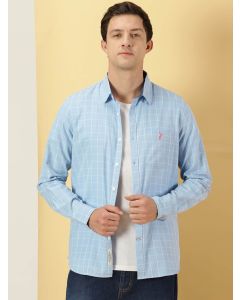 Blue Slim Fit Long Sleeves Checked Shirt