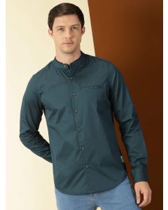 Green Solid Slim Fit Shirt