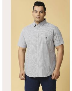 Grey Plus Size Regular Fit Micro Checked Cotton Casual Shirt