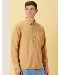 Khaki Slim Fit Long Sleeves Checked Shirt