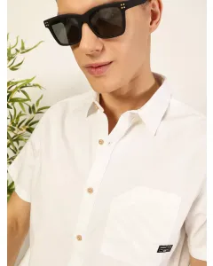 Men White Cotton Slim Fit Shirt
