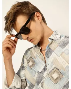 Men Blue Cotton Blend Slim Fit Shirt