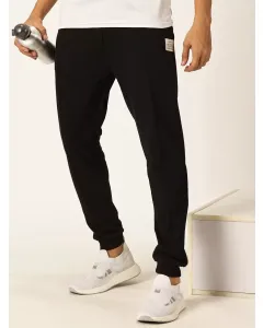 Men Black Straight Fit Track Pants