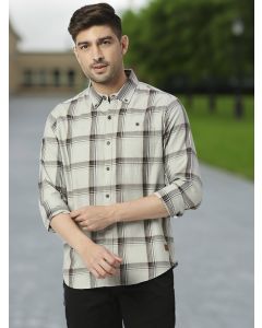 LIGHT GREY Slim Fit Long Sleeves Checked Shirt