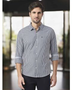 Slate Blue Regular Fit Long Sleeves Checked Shirt