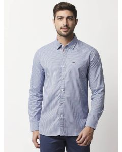 Blue Checked Pure Cotton Slim Fit Casual Shirt