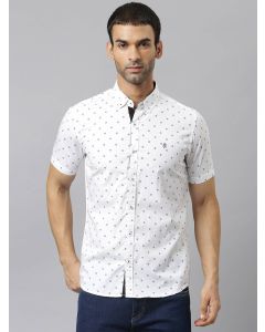 White Relaxed Slim Fit Floral Printed Casual Shirt