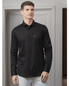 Black Solid Cotton Casual Shirt