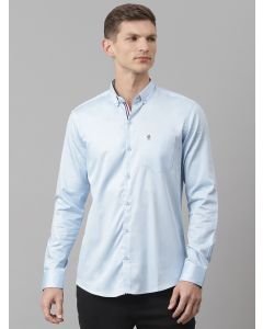Sky Blue Regular Fit Long Sleeves Solid Shirt