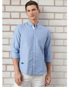 Blue Slim Sustainable Casual Shirt