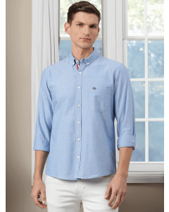 Blue Solid Slim Fit Casual Shirt